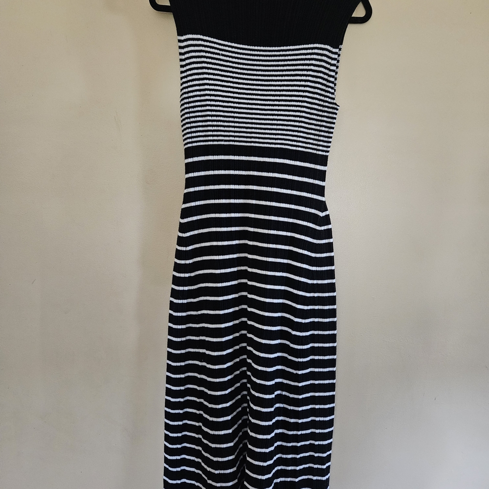 A New Day Black and White Striped Knit Dress